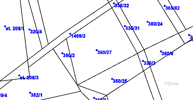 Parcela st. 350/27 v KÚ Kozlov u Jihlavy, Katastrální mapa