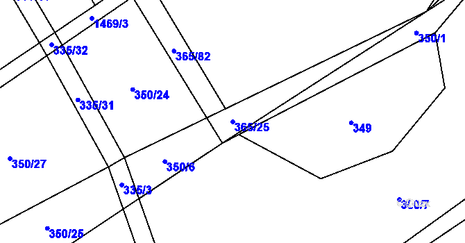 Parcela st. 365/25 v KÚ Kozlov u Jihlavy, Katastrální mapa