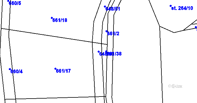 Parcela st. 648/50 v KÚ Kozlov u Jihlavy, Katastrální mapa