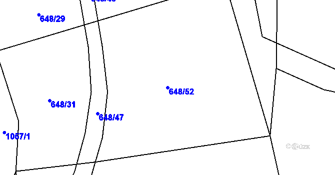 Parcela st. 648/52 v KÚ Kozlov u Jihlavy, Katastrální mapa