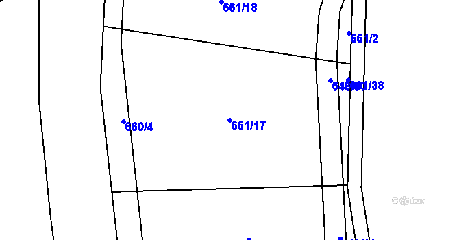 Parcela st. 661/17 v KÚ Kozlov u Jihlavy, Katastrální mapa