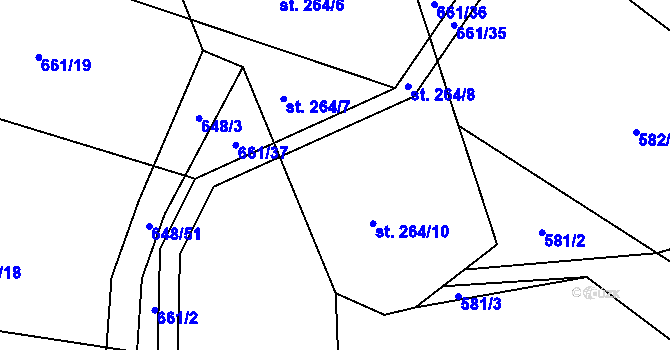 Parcela st. 661/29 v KÚ Kozlov u Jihlavy, Katastrální mapa
