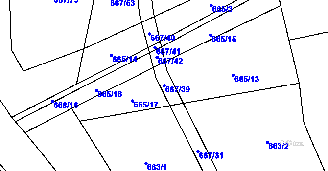 Parcela st. 667/39 v KÚ Kozlov u Jihlavy, Katastrální mapa