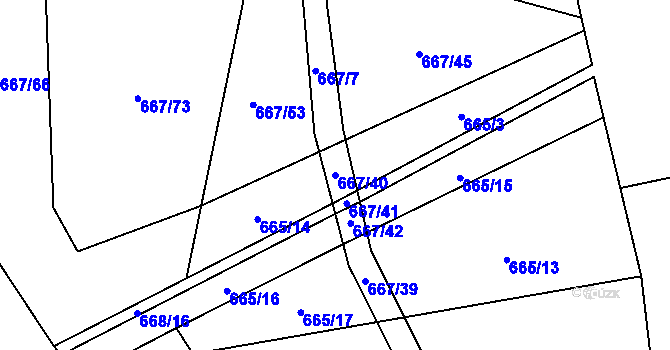 Parcela st. 667/40 v KÚ Kozlov u Jihlavy, Katastrální mapa