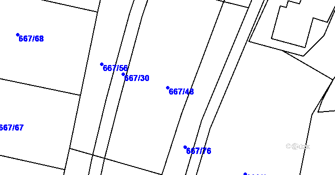 Parcela st. 667/48 v KÚ Kozlov u Jihlavy, Katastrální mapa