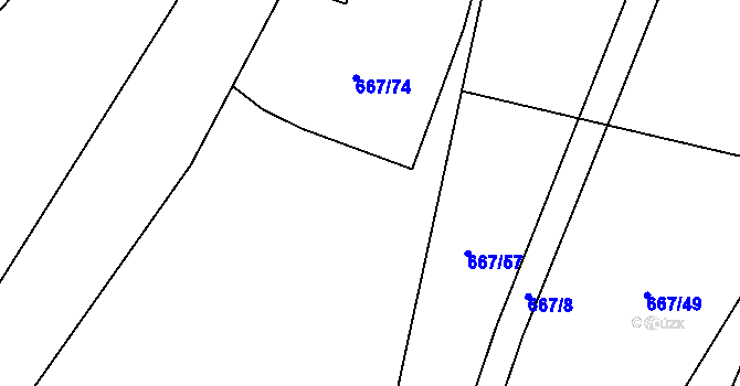Parcela st. 667/69 v KÚ Kozlov u Jihlavy, Katastrální mapa