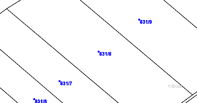 Parcela st. 831/8 v KÚ Kozlov u Jihlavy, Katastrální mapa