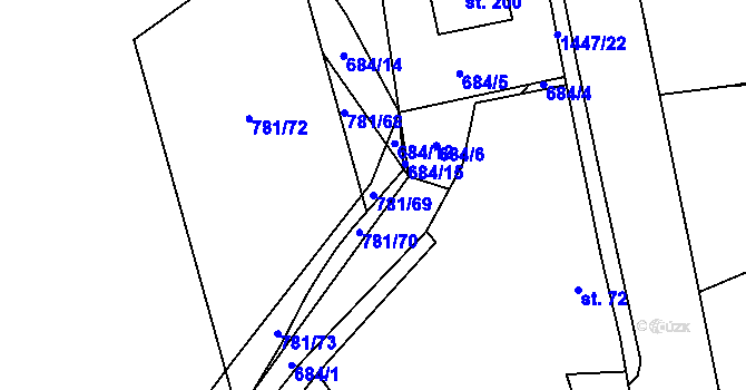 Parcela st. 781/69 v KÚ Kozlov u Jihlavy, Katastrální mapa