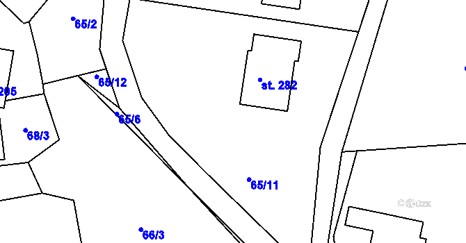 Parcela st. 65/11 v KÚ Kozlov u Jihlavy, Katastrální mapa