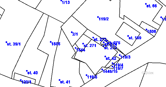 Parcela st. 271 v KÚ Kozlov u Jihlavy, Katastrální mapa