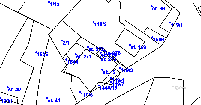 Parcela st. 274 v KÚ Kozlov u Jihlavy, Katastrální mapa