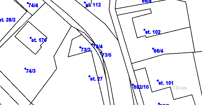 Parcela st. 73/5 v KÚ Kozlov u Jihlavy, Katastrální mapa