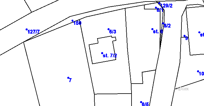 Parcela st. 7/2 v KÚ Rytířsko, Katastrální mapa