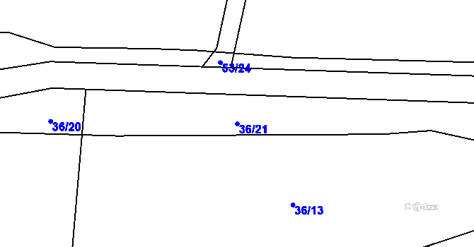 Parcela st. 36/21 v KÚ Rytířsko, Katastrální mapa