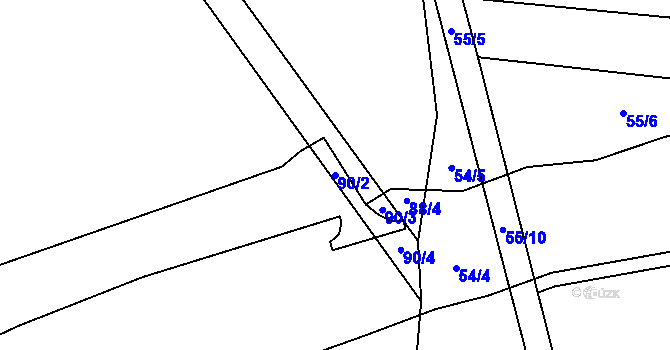 Parcela st. 90/2 v KÚ Rytířsko, Katastrální mapa