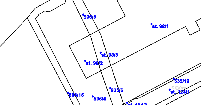 Parcela st. 98/3 v KÚ Kozlov u Křižanova, Katastrální mapa