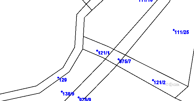 Parcela st. 121/1 v KÚ Kozlov u Křižanova, Katastrální mapa