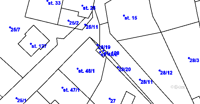 Parcela st. 48/2 v KÚ Kozlov u Křižanova, Katastrální mapa