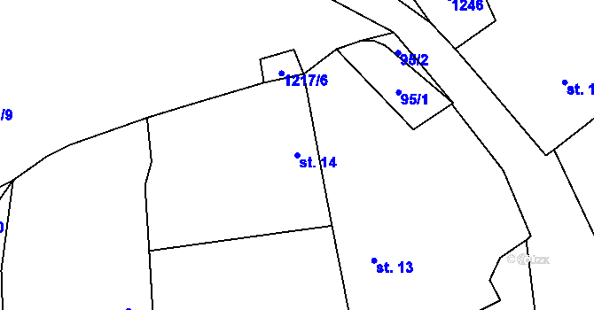 Parcela st. 14 v KÚ Kozlovice u Nepomuka, Katastrální mapa