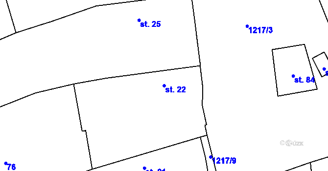 Parcela st. 22 v KÚ Kozlovice u Nepomuka, Katastrální mapa
