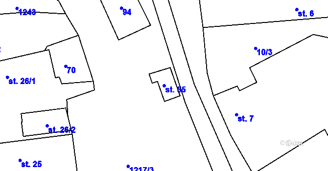Parcela st. 55 v KÚ Kozlovice u Nepomuka, Katastrální mapa