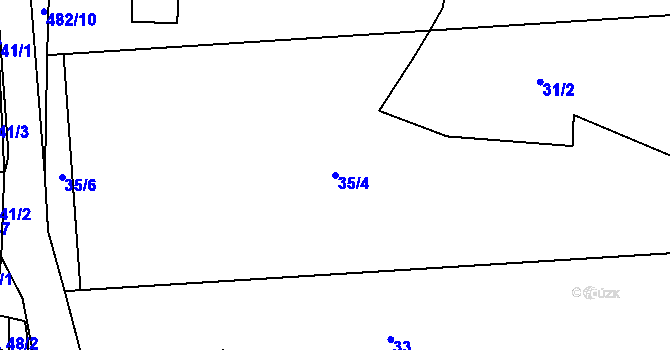 Parcela st. 35/4 v KÚ Kozlovice u Nepomuka, Katastrální mapa