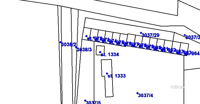 Parcela st. 1334 v KÚ Kozlovice, Katastrální mapa