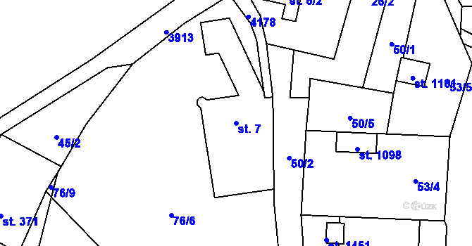Parcela st. 7 v KÚ Kozlovice, Katastrální mapa