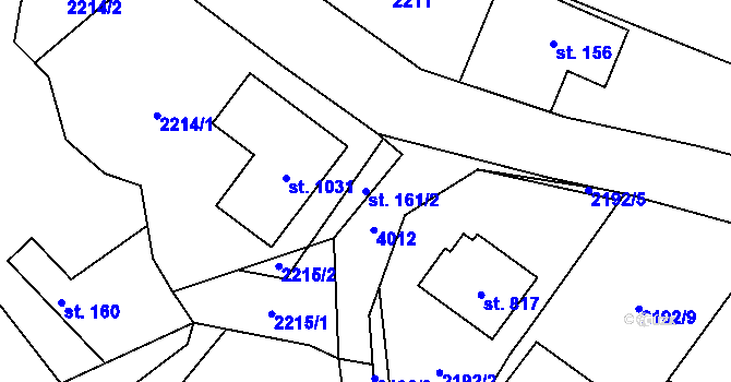 Parcela st. 161/2 v KÚ Kozlovice, Katastrální mapa