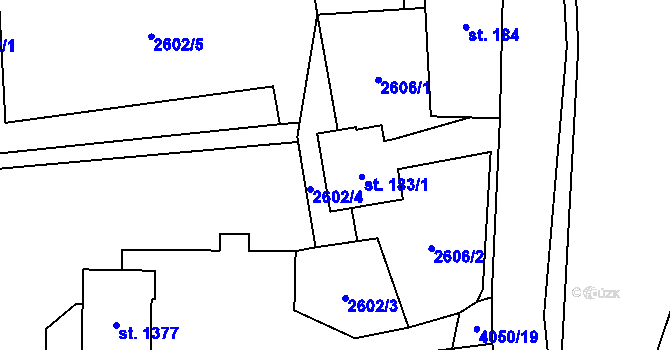 Parcela st. 183/2 v KÚ Kozlovice, Katastrální mapa