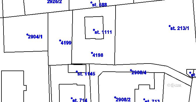 Parcela st. 213/2 v KÚ Kozlovice, Katastrální mapa
