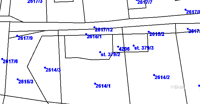 Parcela st. 379/2 v KÚ Kozlovice, Katastrální mapa