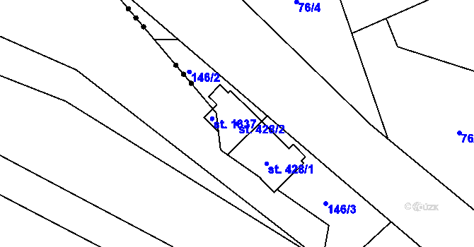 Parcela st. 428/2 v KÚ Kozlovice, Katastrální mapa