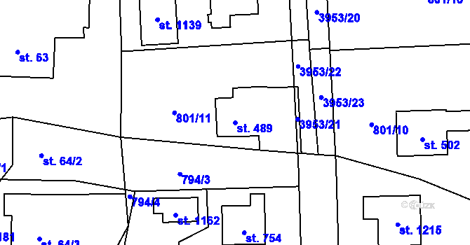 Parcela st. 489 v KÚ Kozlovice, Katastrální mapa
