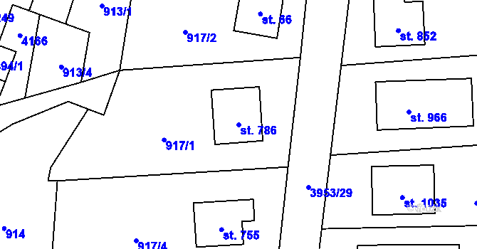 Parcela st. 786 v KÚ Kozlovice, Katastrální mapa