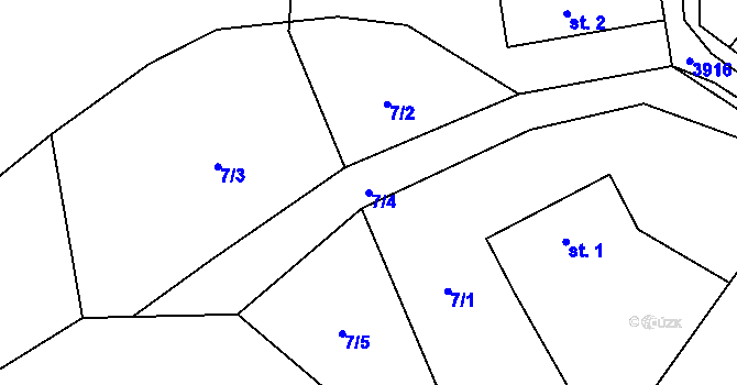 Parcela st. 7/4 v KÚ Kozlovice, Katastrální mapa