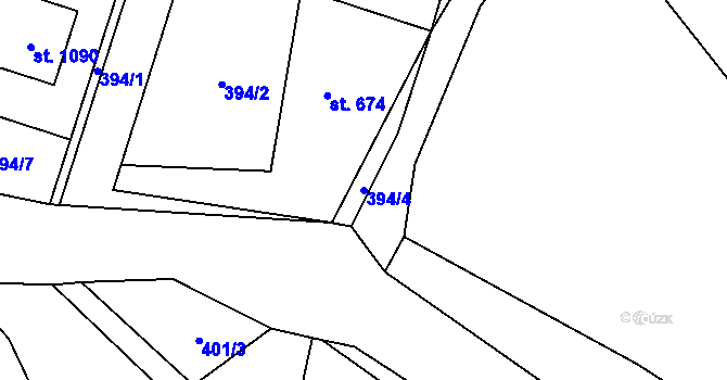 Parcela st. 394/4 v KÚ Kozlovice, Katastrální mapa