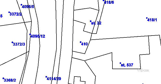 Parcela st. 410 v KÚ Kozlovice, Katastrální mapa