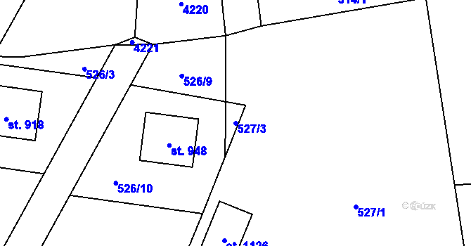 Parcela st. 527/3 v KÚ Kozlovice, Katastrální mapa