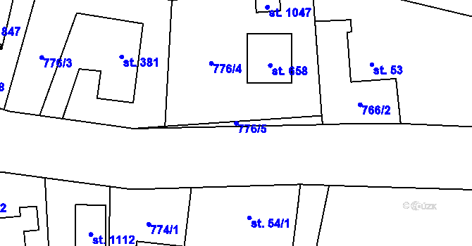Parcela st. 776/5 v KÚ Kozlovice, Katastrální mapa