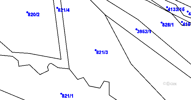 Parcela st. 821/3 v KÚ Kozlovice, Katastrální mapa