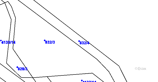 Parcela st. 832/4 v KÚ Kozlovice, Katastrální mapa