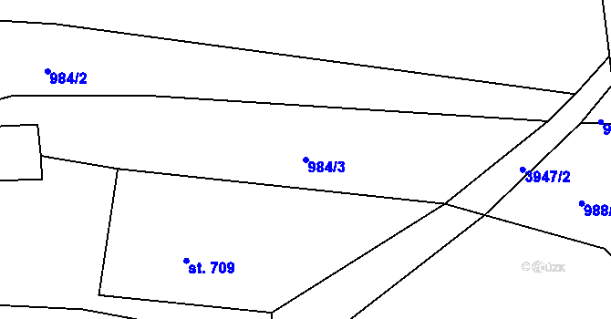 Parcela st. 984/3 v KÚ Kozlovice, Katastrální mapa