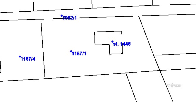 Parcela st. 1157/1 v KÚ Kozlovice, Katastrální mapa
