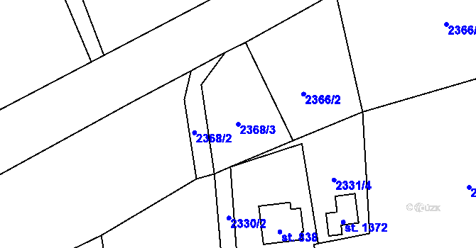 Parcela st. 2368/3 v KÚ Kozlovice, Katastrální mapa