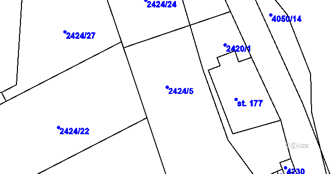 Parcela st. 2424/5 v KÚ Kozlovice, Katastrální mapa