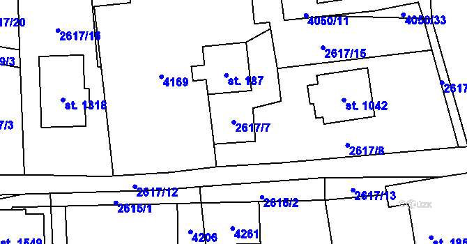 Parcela st. 2617/7 v KÚ Kozlovice, Katastrální mapa
