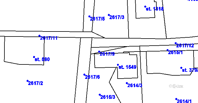 Parcela st. 2617/9 v KÚ Kozlovice, Katastrální mapa