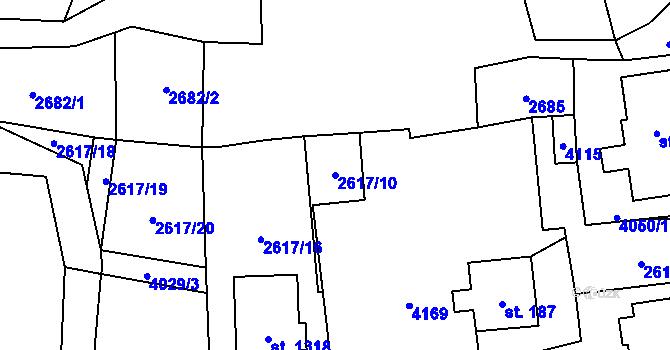 Parcela st. 2617/10 v KÚ Kozlovice, Katastrální mapa