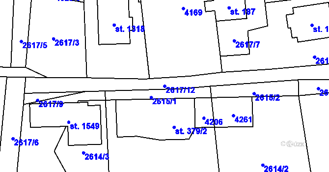 Parcela st. 2617/12 v KÚ Kozlovice, Katastrální mapa